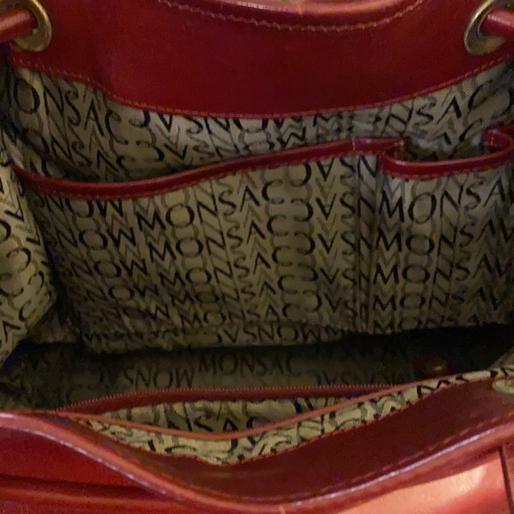 Red Leather Hand bag. New. Monsac. - Picture 4 of 9